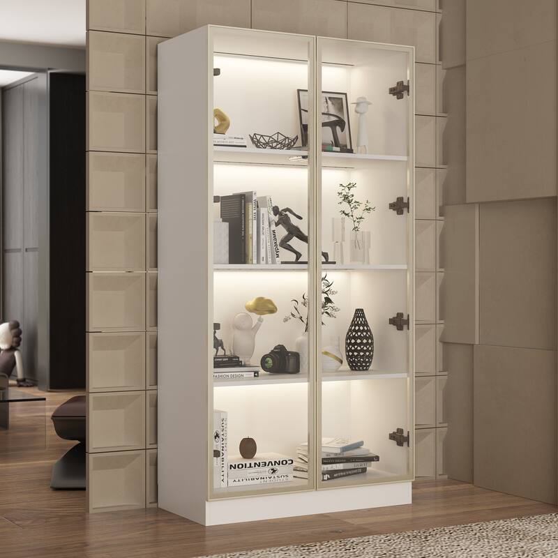 Multifunctional Tall Storage Bookcase for Office, Living Room, Bedroom - White