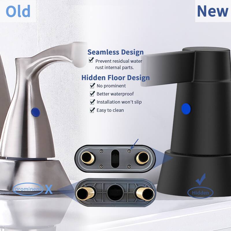 Modern 2 Handle 360 Degree Swivel Bathroom Sink Faucet with Aerator and Anti Drip Valve Core, Anti Fingerprint, Water Saving
