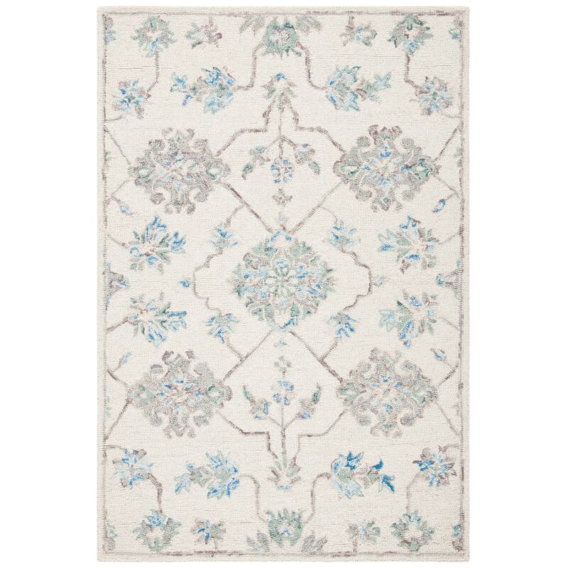 SAFAVIEH Handmade Micro-Loop Burcin Modern Wool Rug - 4' x 6' - Ivory/Grey