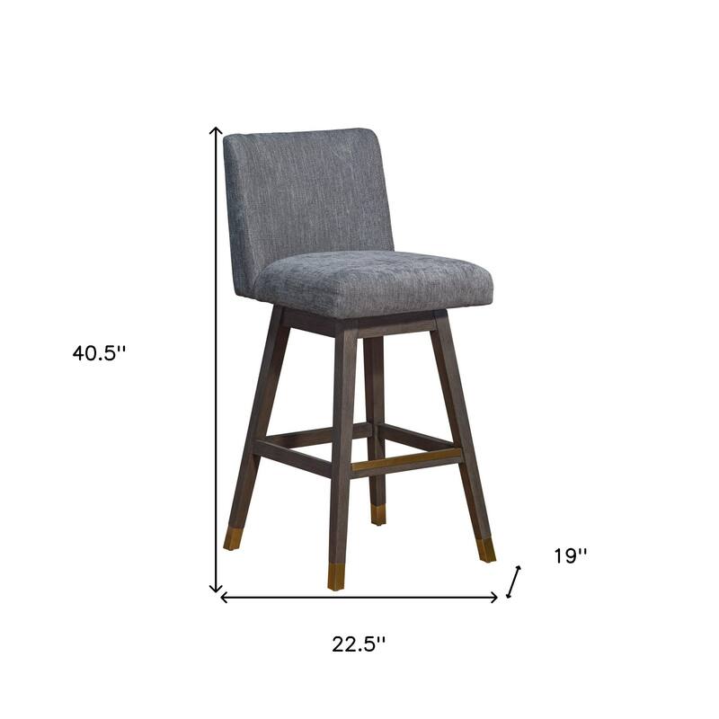 HomeRoots 30" Gray and Brown Solid Wood Swivel Bar Chair
