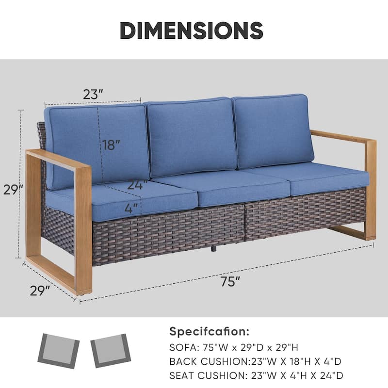 Gymojoy Patio Sofa Wicker High Back Sofa
