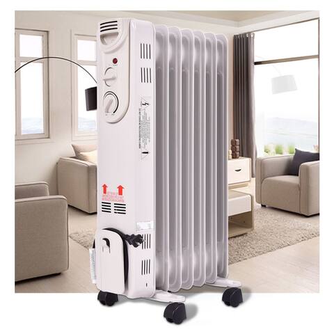 Costway 1500W Electric Oil Filled Radiator Space Heater 5-Fin