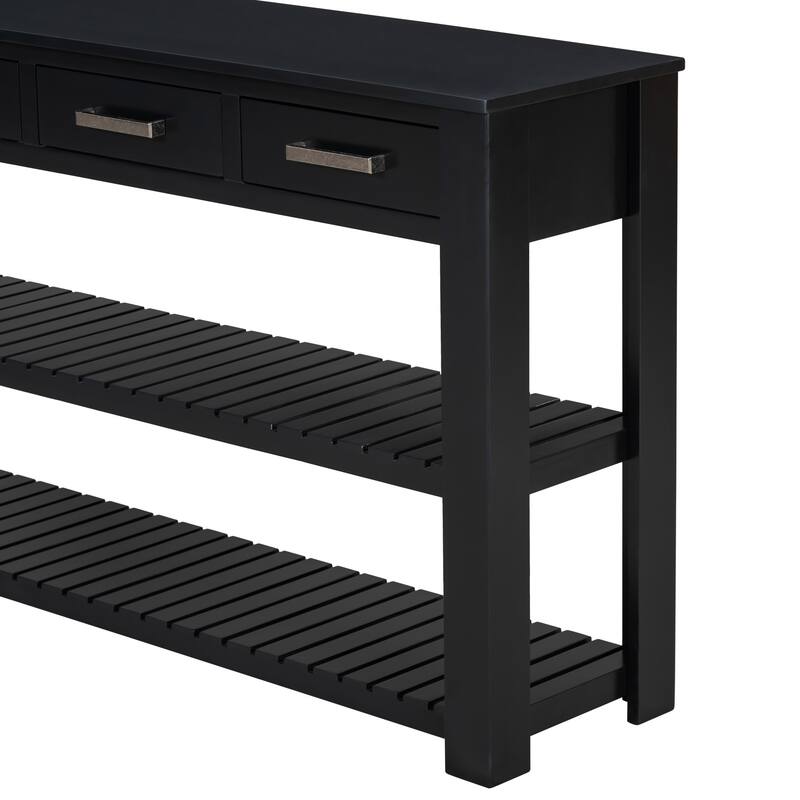 3 Tier Narrow Console Table Entryway Table with 4 Drawers and 2 Storage Shelves for Living Rooms Hallway