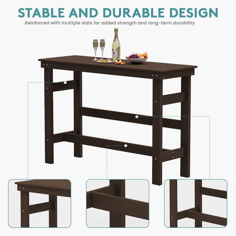 40-inch Outdoor Patio HDPE Pub Bar Table, Balcony Table