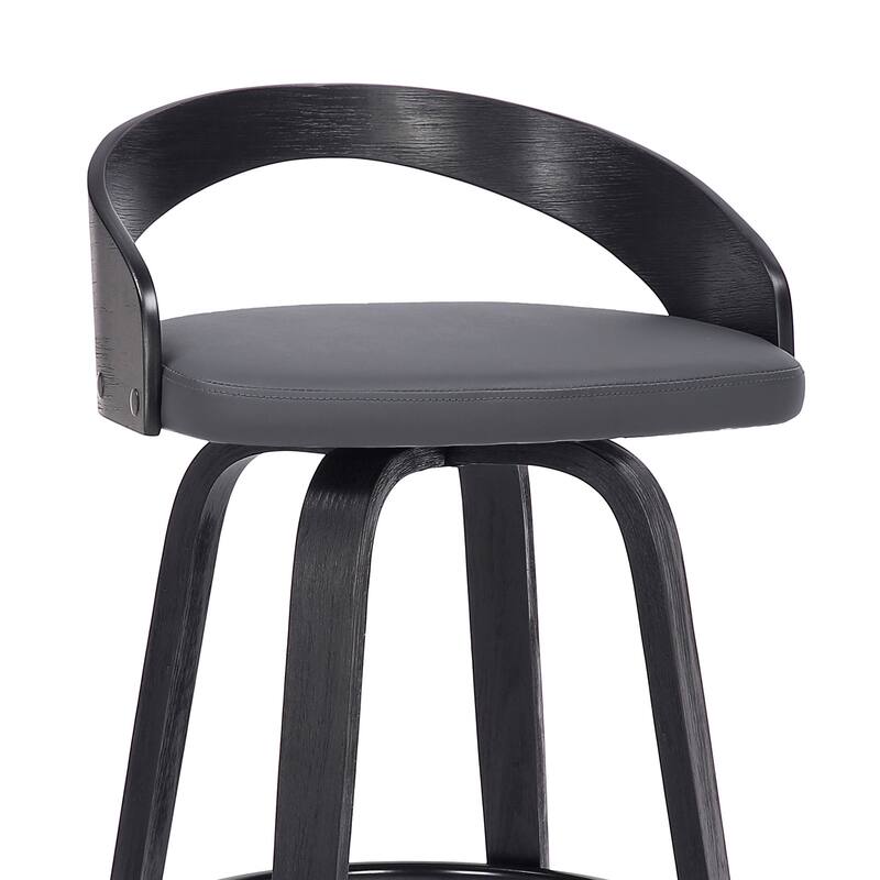 Faux Leather Swivel Counter Height Bar Chair with Wood Frame and Footrest