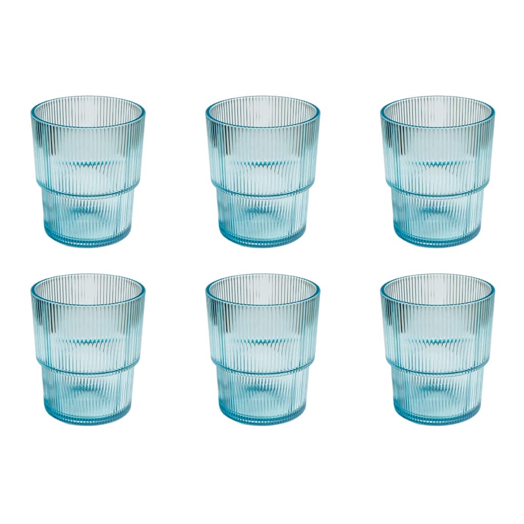 Abode Homewares Fine Ribbed Acrylic Drinking Glass - Set of 6