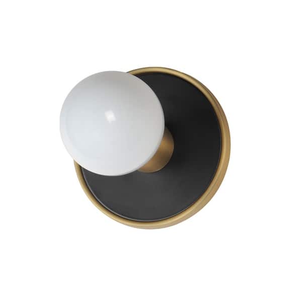 slide 2 of 11, Maxim 26091 Hollywood 5" Tall Bathroom Sconce Black / Natural Aged Brass