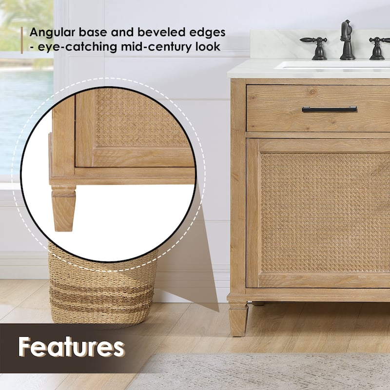 Altair Solana Bath Vanity with Calacatta White Quartz Stone Countertop with Mirror