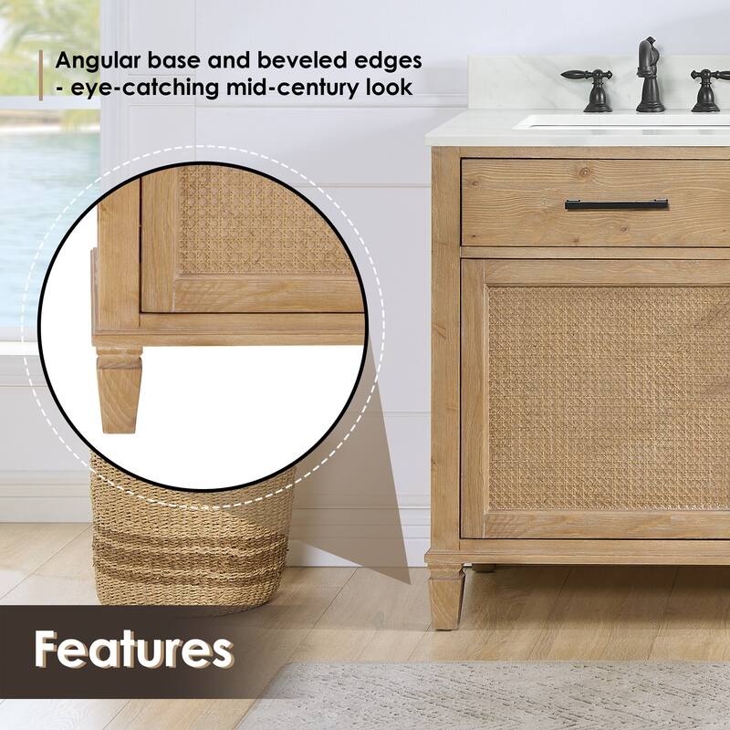 Altair Solana Bath Vanity with Calacatta White Quartz Stone Countertop without Mirror