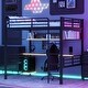 preview thumbnail 1 of 14, Full Size Loft Bed with Shelf, LED Light and Iron Mesh, Black