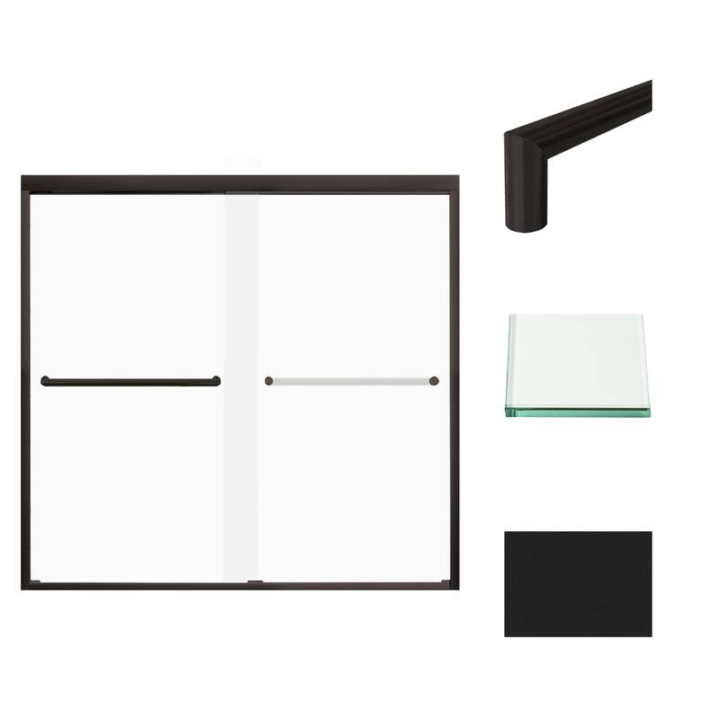 Frederick 59 in. W x 58 in. H Sliding Semi-Frameless Shower Door in Brushed Nickel with Frosted Glass - 60 x 58 - 60 x 58
