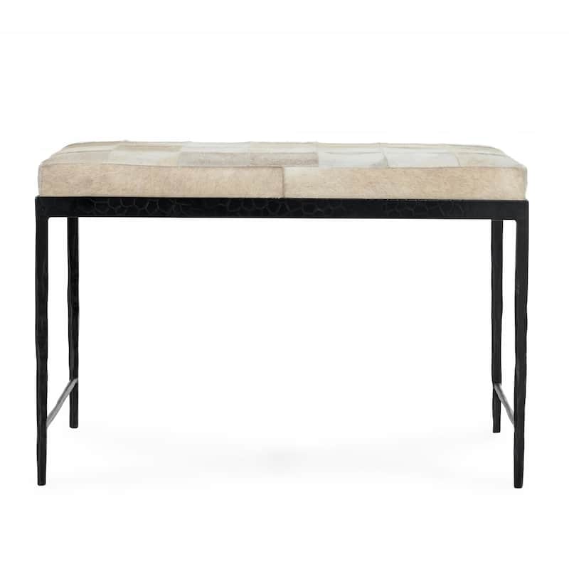 Classic Home Achen Leather Hide Ottoman Bench