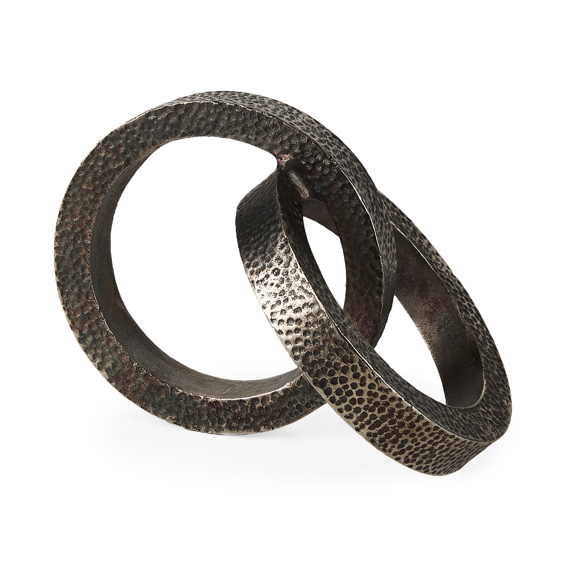 Mercana Rafiki 7.9L x 5.9W x 5.9H Two Blackened Hammered Finish Metal Conjoined Circles