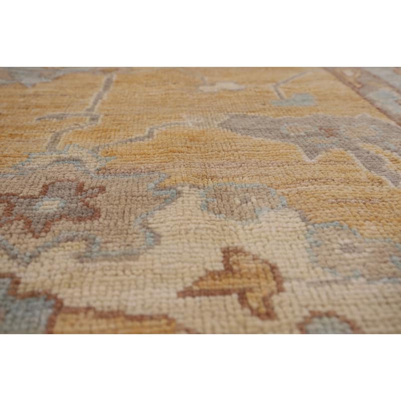 Vegetable Dye Oushak Turkish Area Rug Handmade Floral Wool Carpet - 8'1" x 10'0"
