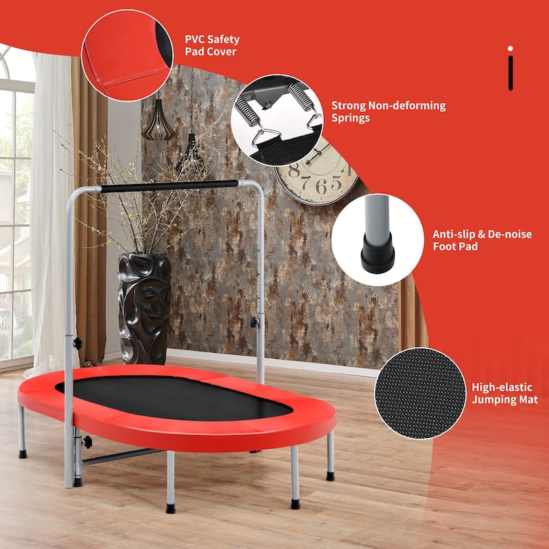 Large Dual-Person Trampoline with Foam-Padded Handle and Sturdy Steel Frame Fun Jumping for Kids