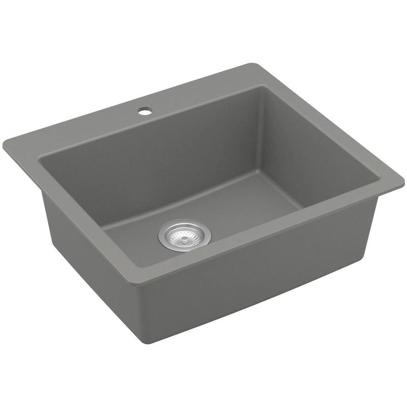 Karran USA QT-820 Top Mount 25" Single Bowl Quartz/Granite Kitchen - Grey