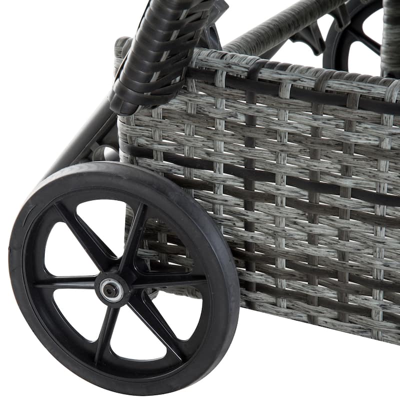 Outsunny 3-piece Wicker Adjustable Chaise Lounge Chair Set w/ Wheels - 78.75" L x 28.75" W x 40.5" H