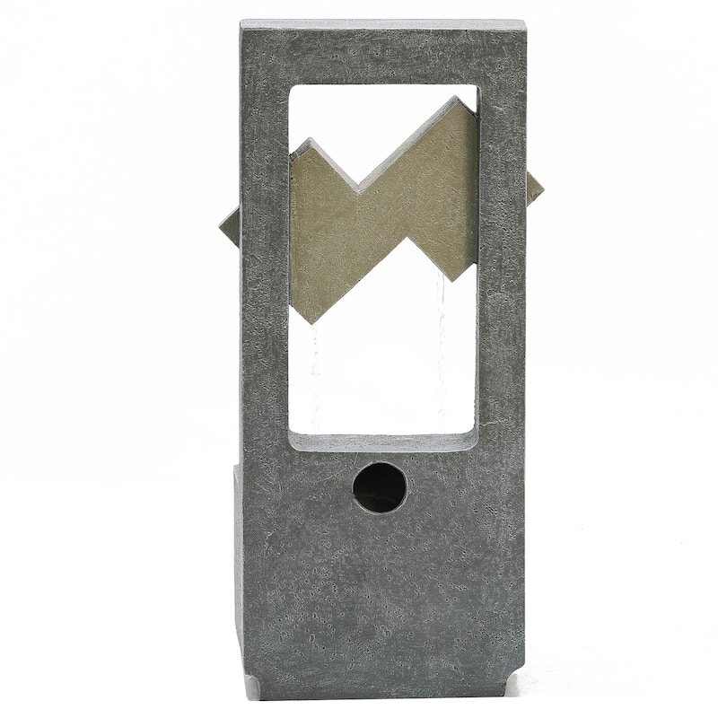 Cascading Grey Resin Rectangular Outdoor Fountain with LED Lights