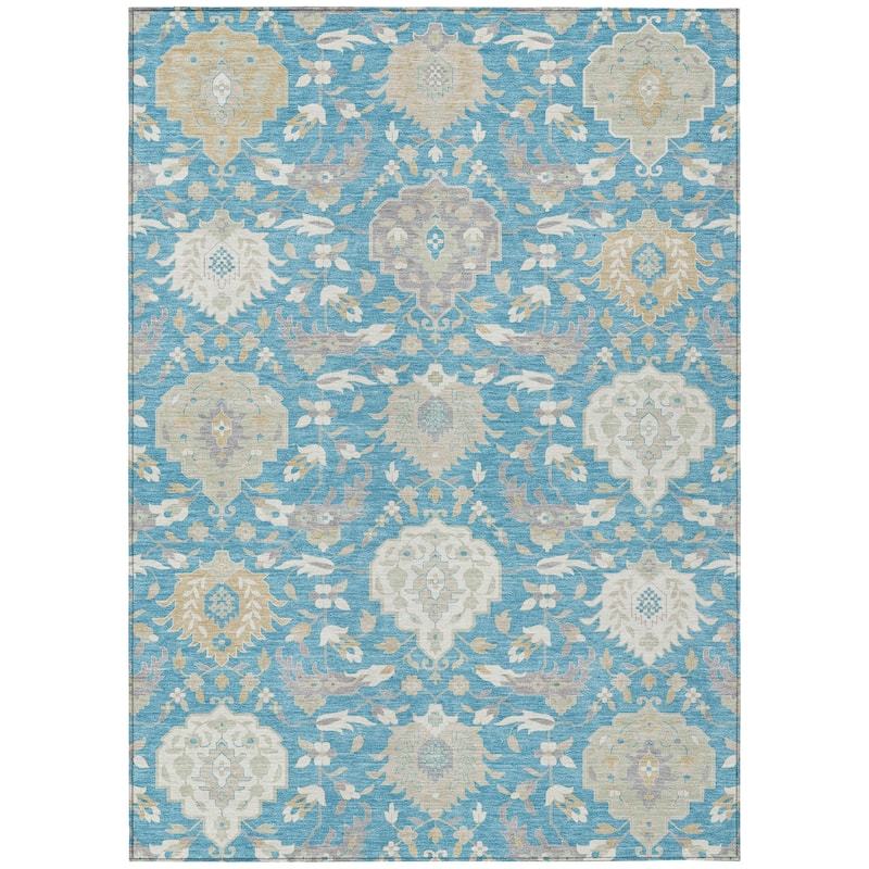Machine Washable Indoor/ Outdoor Traditional Kashan Chantille Rug