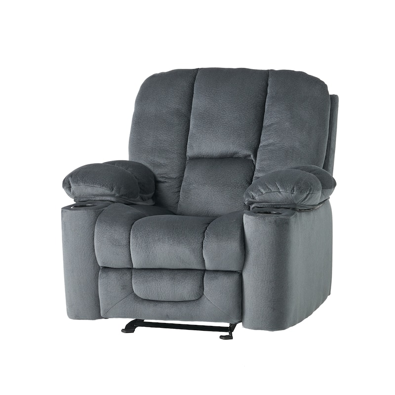 Roomfitters Luxurious Manual Recliner Chair in Chocolate with Skin-Friendly Fabric and Dual Cup Holders