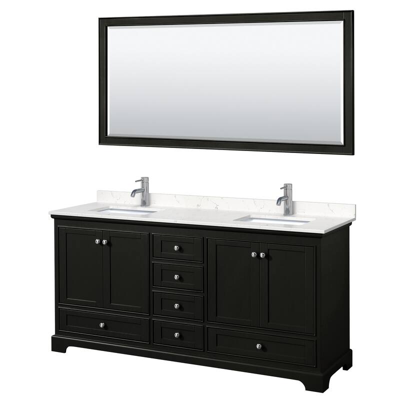Deborah 72-inch Double Vanity, Cultured Marble Top, 70-inch Mirror