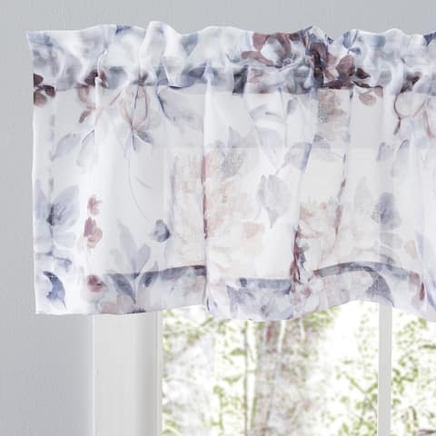 Whimsical Semi-Sheer Floral Rod Pocket Curtain Valance