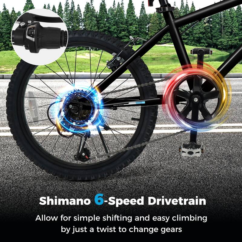 Metal Plastic Kids Mountain Bike with 6-Speed Shimano and Front Suspension