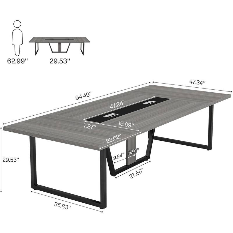 8FT Conference Table, Large Meeting Table for 10 People, Easy Assembly