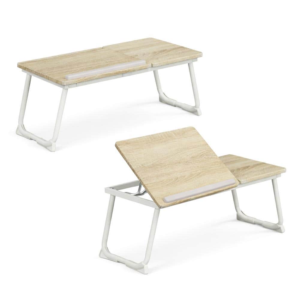 FurnitureR Foldable Laptop Bed Desk with Tablet Slot, Portable Tray Table for Sofa Bed