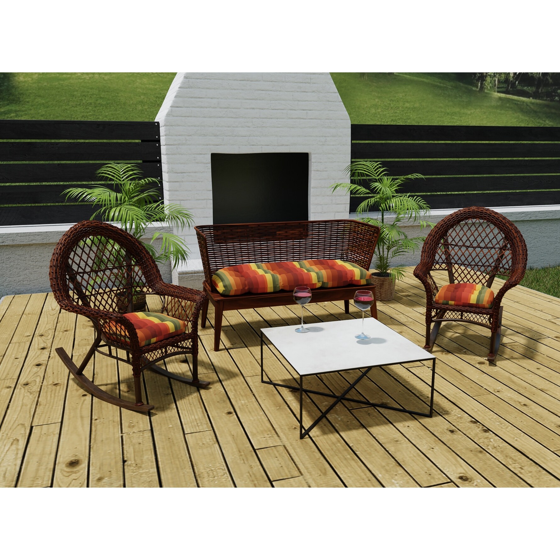 Outdoor Wicker Cushion Set for Bench and 2 Seats 18 L x 44 W x 4 H Bed Bath Beyond 35438922