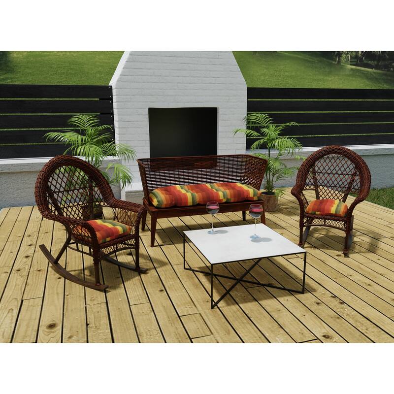 Outdoor Wicker Cushion Set for Bench and 2 Seats - 18'' L x 44'' W x 4'' H - Islip Cayenne
