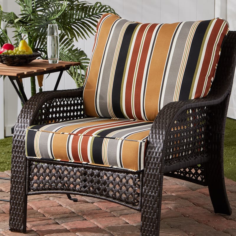 Brick Stripe Outdoor 24-inch x 24-inch Premium Deep Seat Cushion Set (Cushions Only)