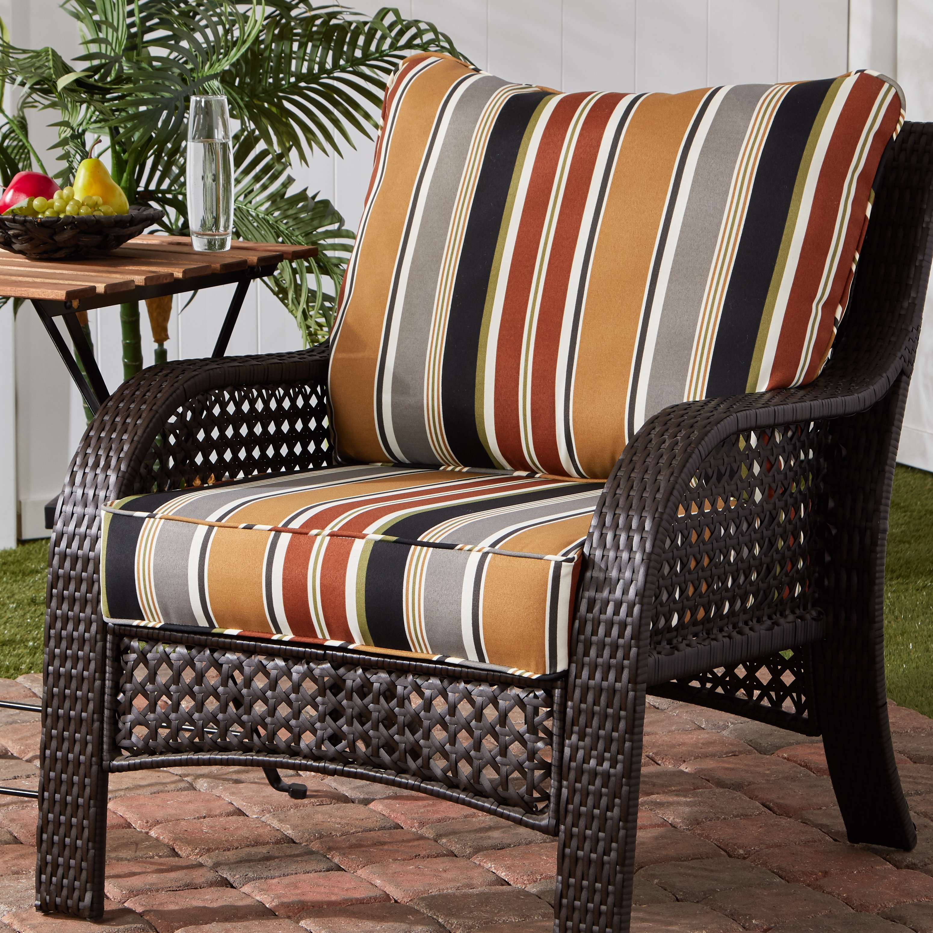 Brick Stripe Outdoor 24-inch x 24-inch Premium Deep Seat Cushion Set (Cushions Only)
