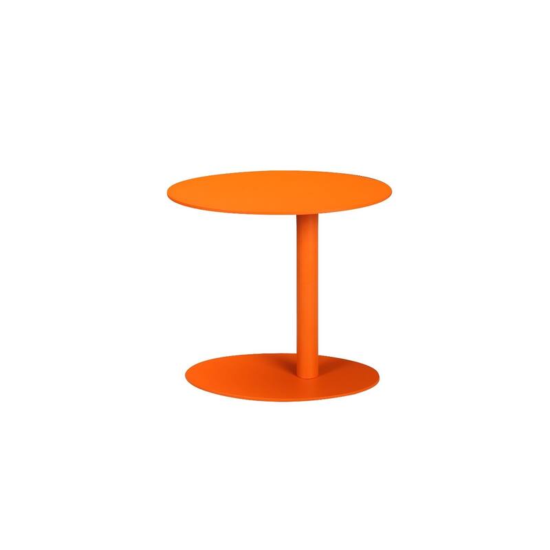 Modern Metal Outdoor Side Table with Oval Top and Base, Orange