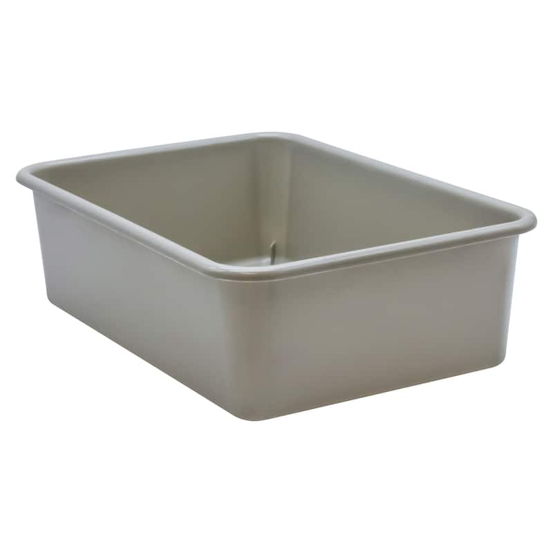 Teacher Created Resources Gray Large Plastic Storage Bin, Pack of 3