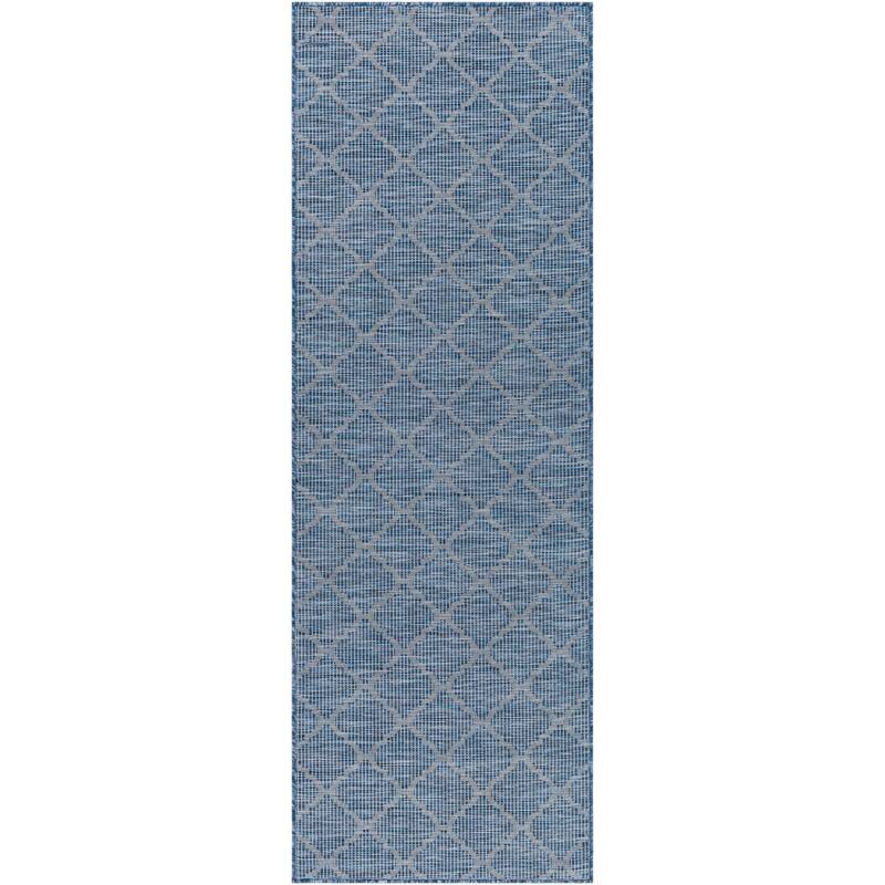 Artistic Weavers Asya Traditional Trellis Outdoor Area Rug - 2'6" x 7'3" Runner - Dark Blue