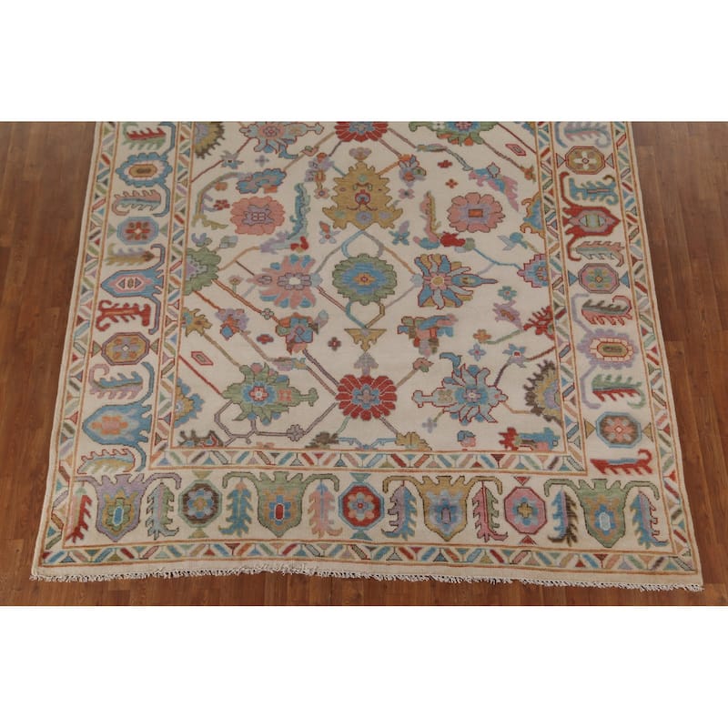 All-Over Floral Oushak Oriental Area Rug Handmade Wool Carpet - 8'2" x 9'10"