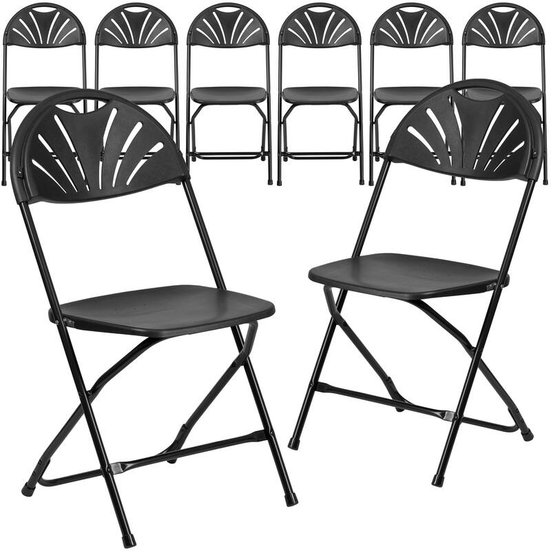 8 Pack 650 lb. Capacity Plastic Fan Back Folding Chair