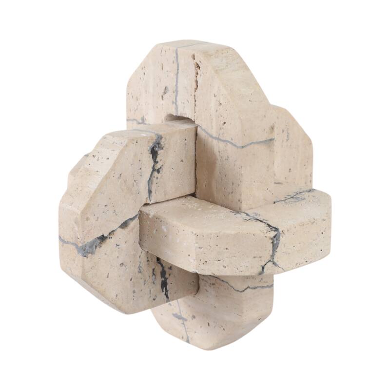 Stone Decorative Object Interlocking Geometric Sculptural Design