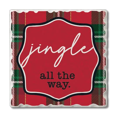 4 Pack Single Absorbent Stone Coaster with Protective Cork Backing Made in The USA 4" Square, Easily Wipes Clean