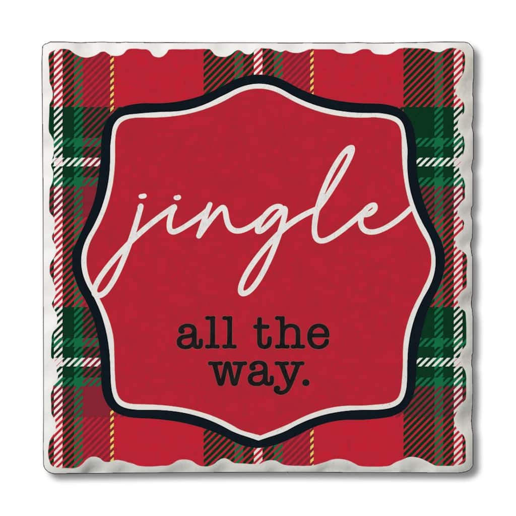 4 Pack Single Absorbent Stone Coaster with Protective Cork Backing Made in The USA 4" Square, Easily Wipes Clean