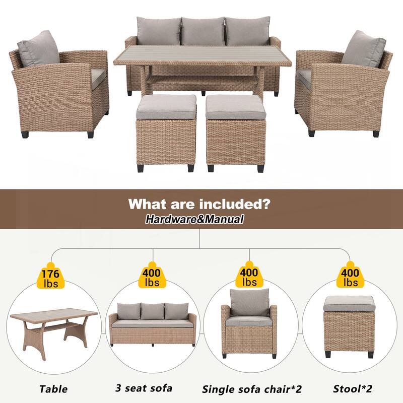 6-Piece Outdoor Rattan Wicker Set