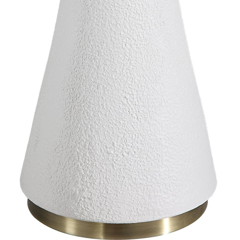 Porch & Den Matte White Textured Ceramic and Crystal Table Lamp
