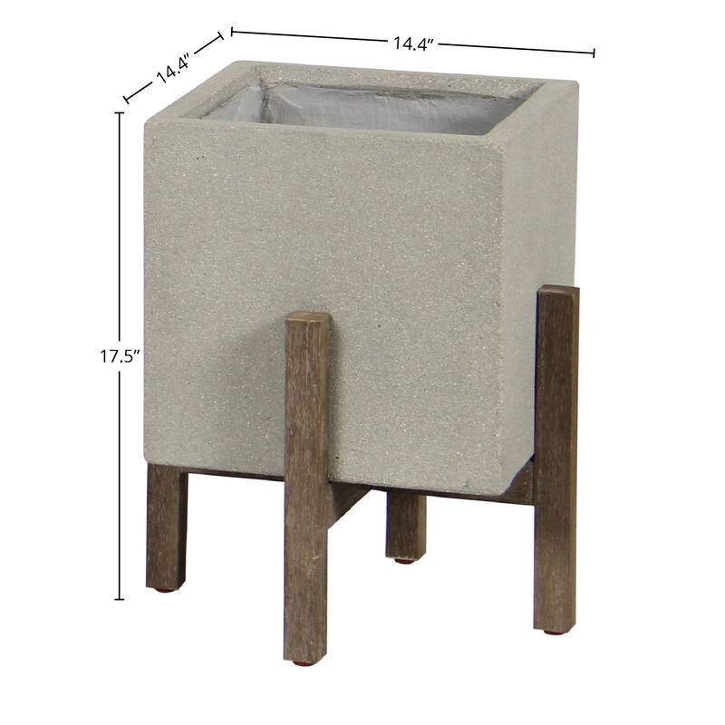 Habra 18" Square Standing Pot, Natural Stone
