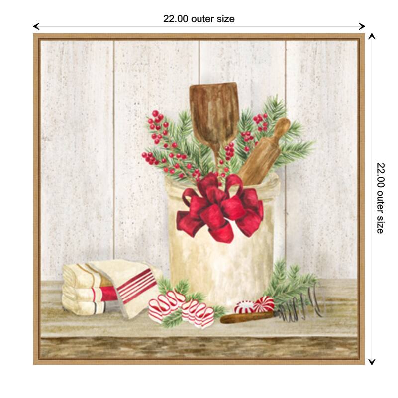Christmas Kitchen I by Tara Reed Canvas Art Framed - 22 x 22 in