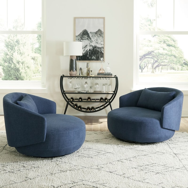 Haley Upholstered Swivel Cuddler Chair - Width 47" x Depth 44" x Height 31"