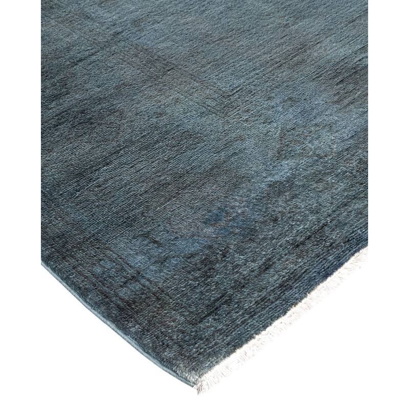 Overton Hand Knotted Wool Vintage Inspired Modern Contemporary Overdyed Gray Area Rug - 6' 3" x 9' 3"