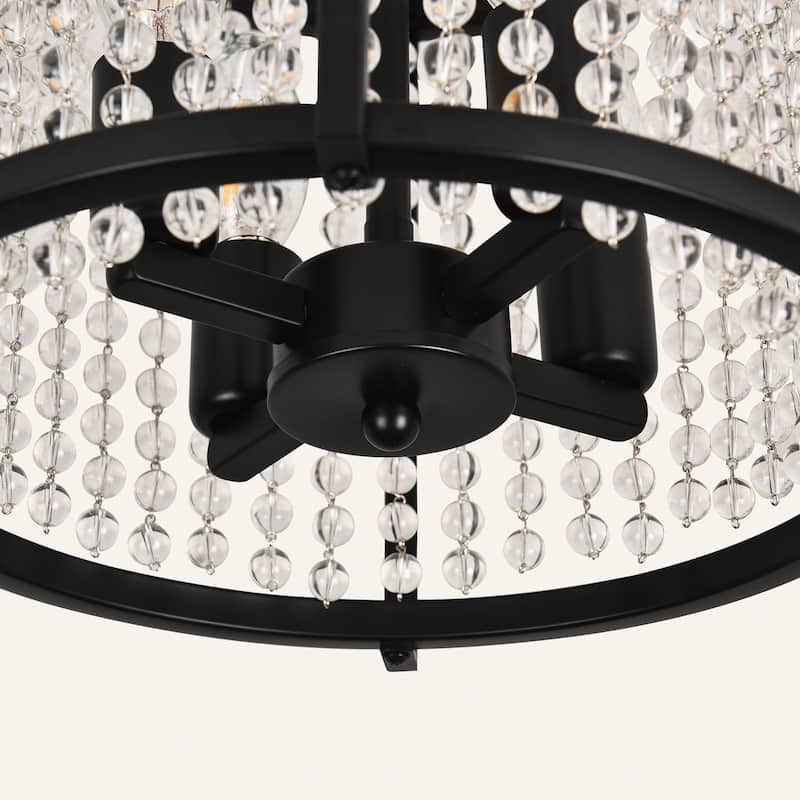 4-light Crystal Decor Flush Mount Light - Matte Black