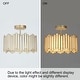 preview thumbnail 11 of 26, Tifany Modern Gold 3-Light Drum Glass Chandelier Semi-Flush Mount Ceiling Light