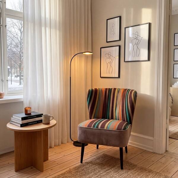 slide 2 of 8, Safavieh Mid-Century Rainbow Striped Accent Chair 24"W x 28"D x 30"H (Set of 2) - Multi
